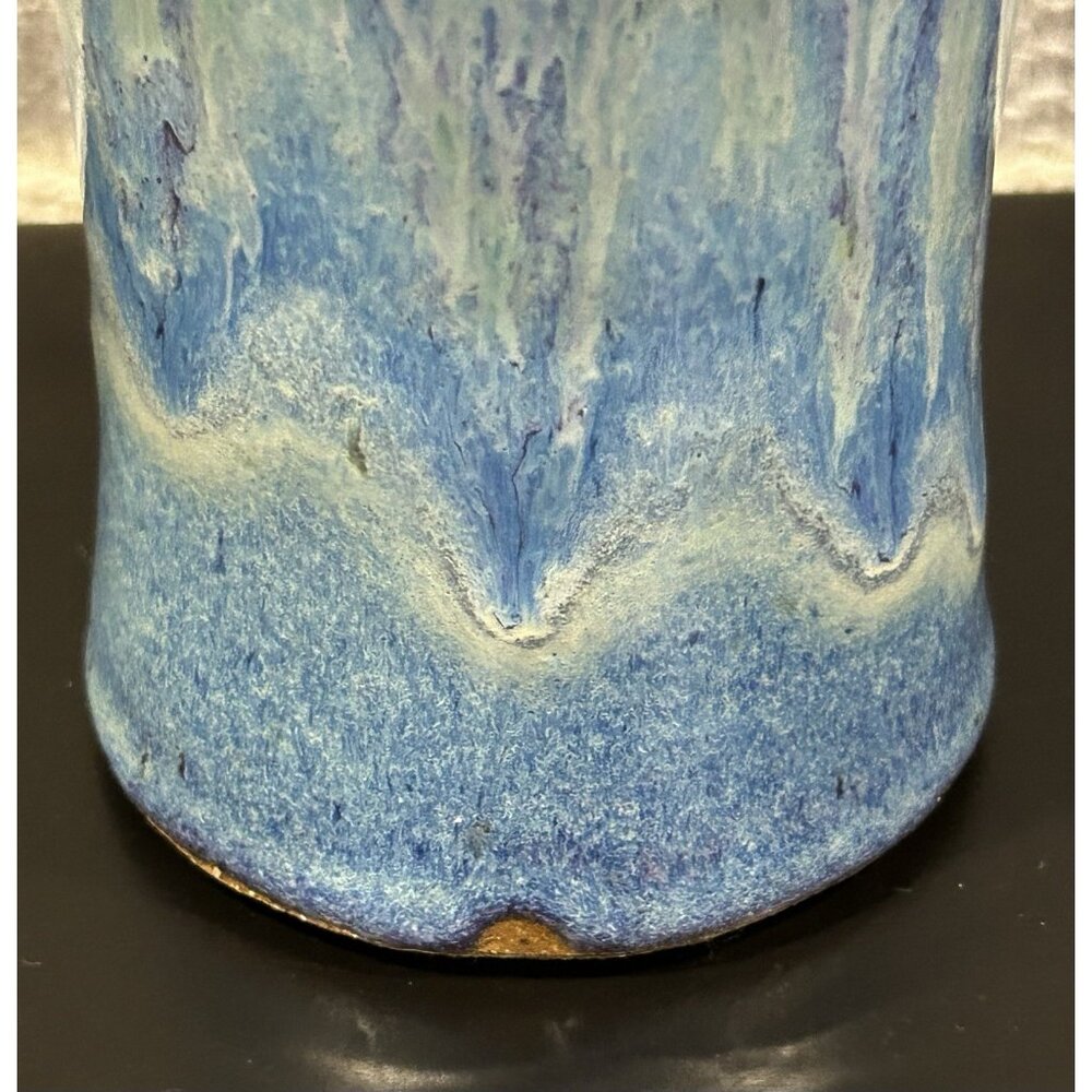 Ken Merrick OA Galleries Studio Art Pottery Vase Bohemian Unique Blue 9 3/8” - Picture 4 of 14
